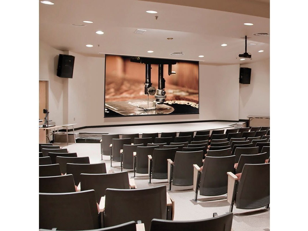 Draper Access XL E projection screen installed in an auditorium