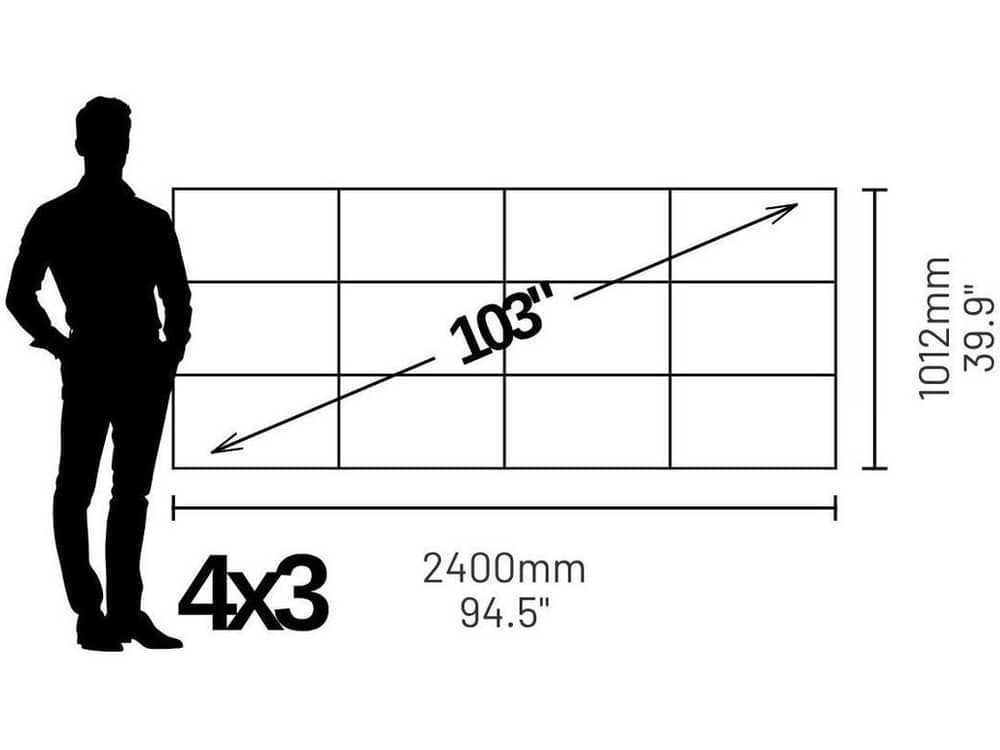 LP3040309S Phase 3840 103" 2.37:1 Cinemascope Video Wall (0.9mm) - size and dimensions diagram