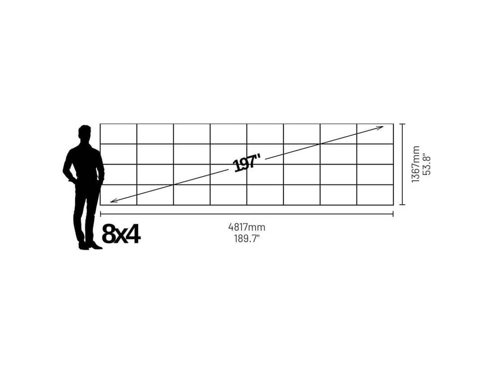 LP3080412S Phase 3840 197" 32:9 Ultrawide Video Wall (1.2mm) - size and dimensions diagram