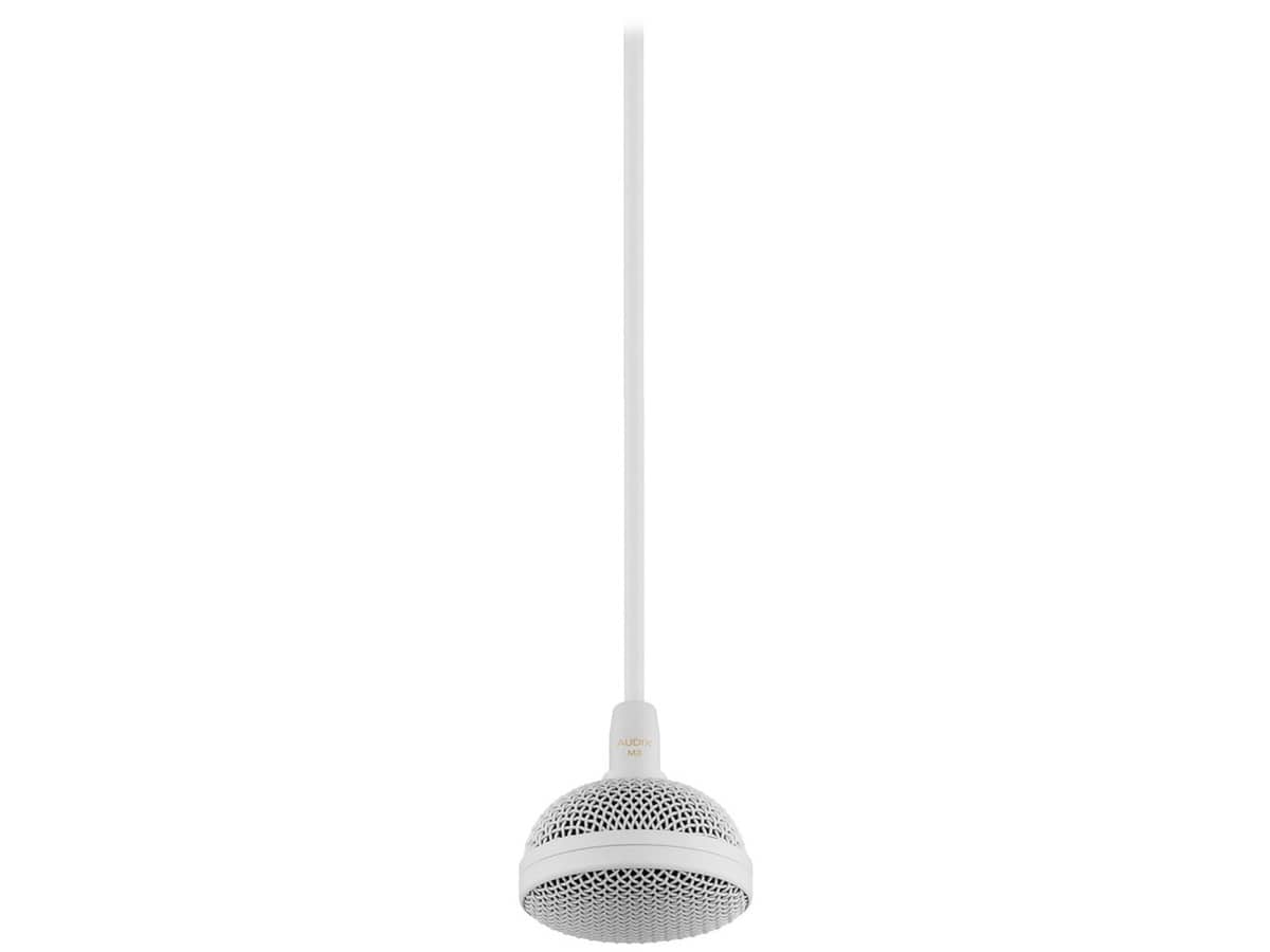 Audix M3W6 Tri-Element Pre-Polarized Condenser Hypercardioid Hanging Ceiling Microphone with 6' Cable - White