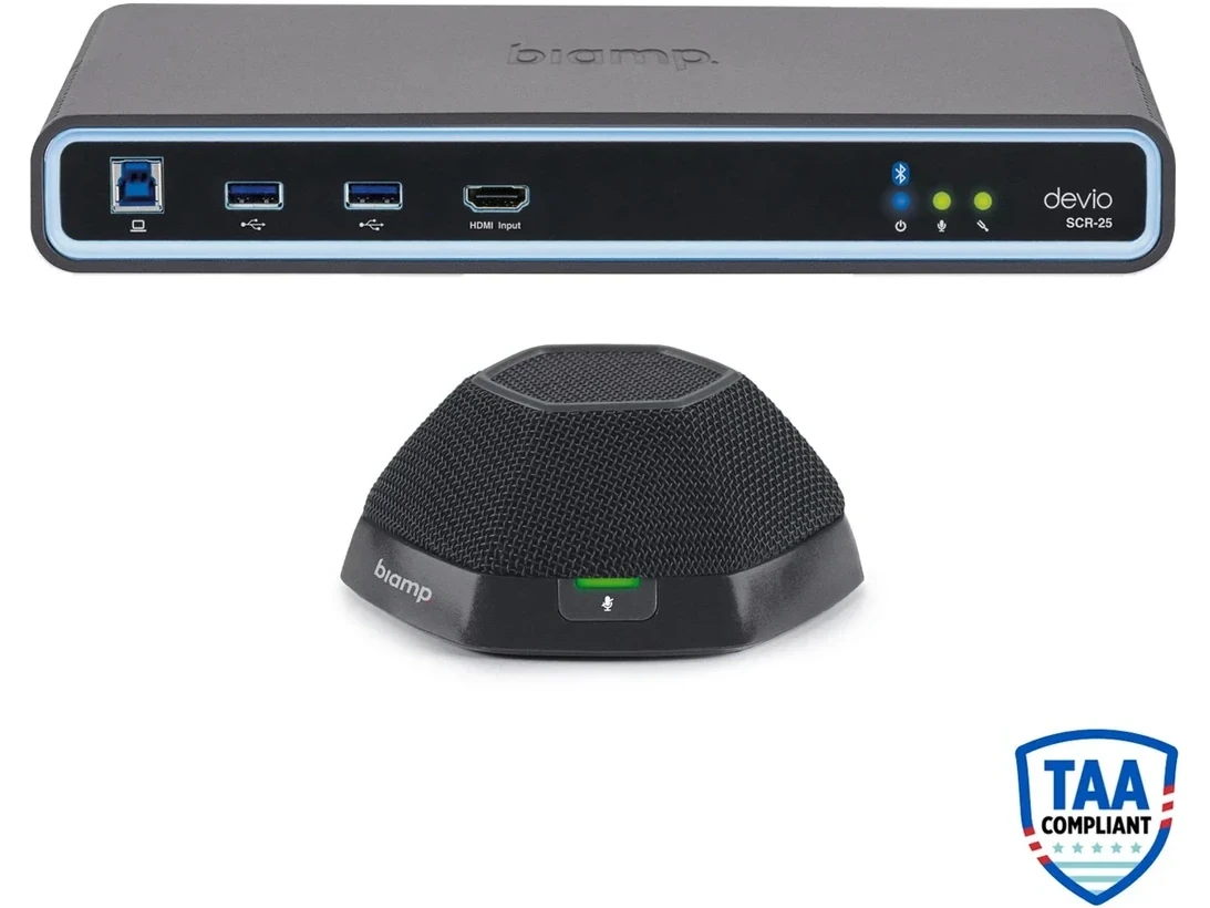 Biamp Devio SCR-25T Conference Room System with SCR-25 Bluetooth Hub and DTM-1 Tabletop Microphone