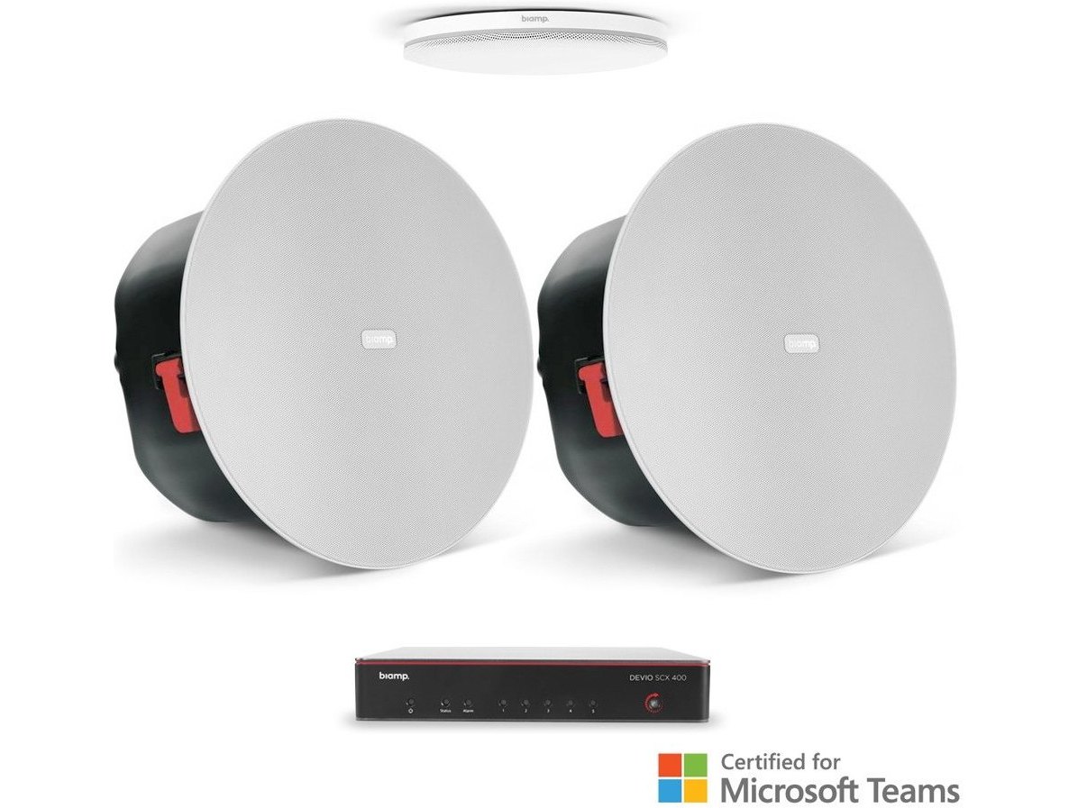 Biamp MRB-M-SCX400-C Medium Meeting Room Bundle with Devio SCX 400 and White Ceiling Microphone