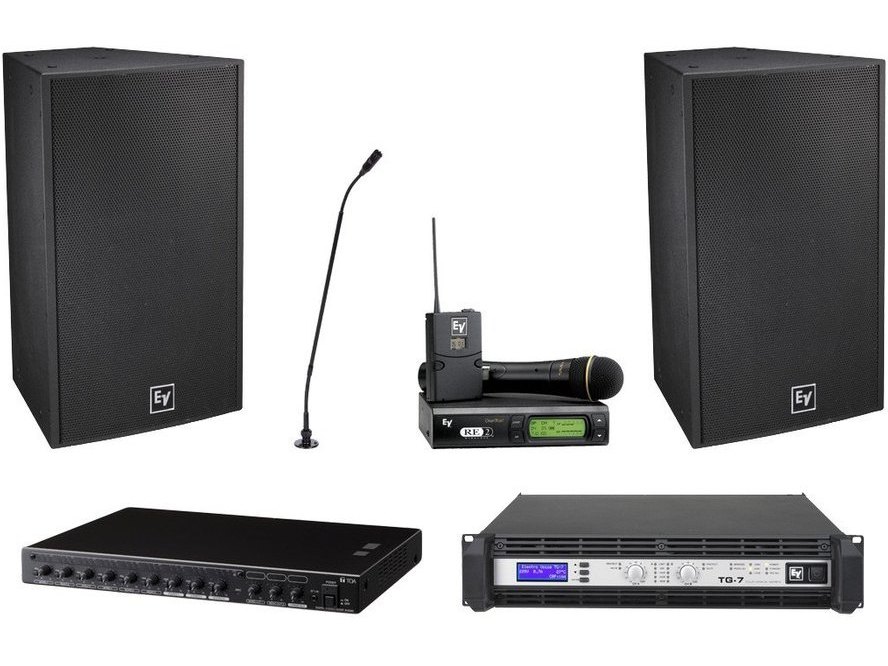 Electro-Voice Church Sound System with 2 EVF-1152S/96 and TG7 Power Amplifier and TOA M-633D Digital Mixer