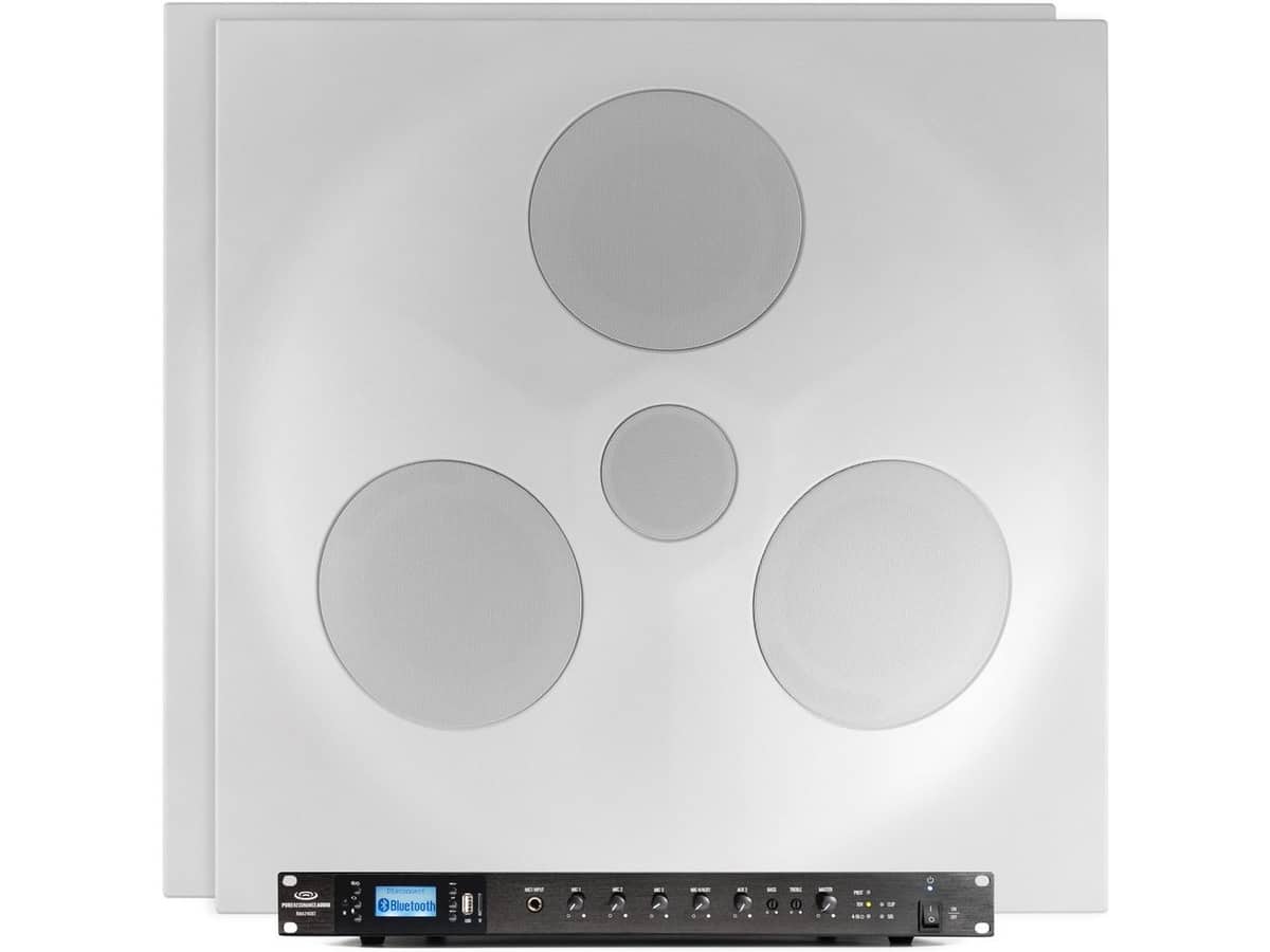 Seminar Room Sound System with 2 SD5 SuperDispersion Ceiling Speaker Arrays and RMA240BT 240W Rack Mount Bluetooth Mixer Amplifier
