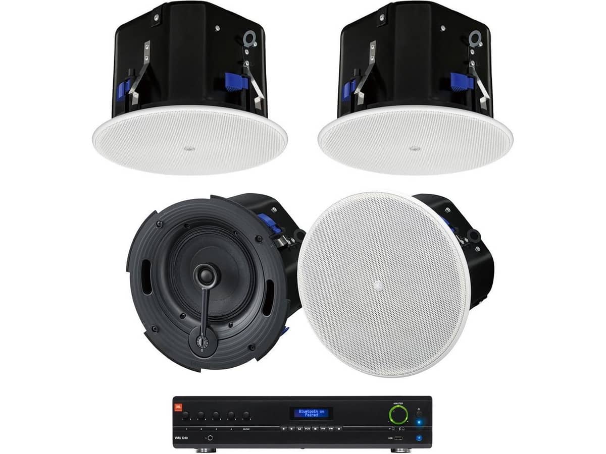 Yoga Studio Sound System with 4 Yamaha In-Ceiling Speakers and JBL Bluetooth Mixer Amplifier