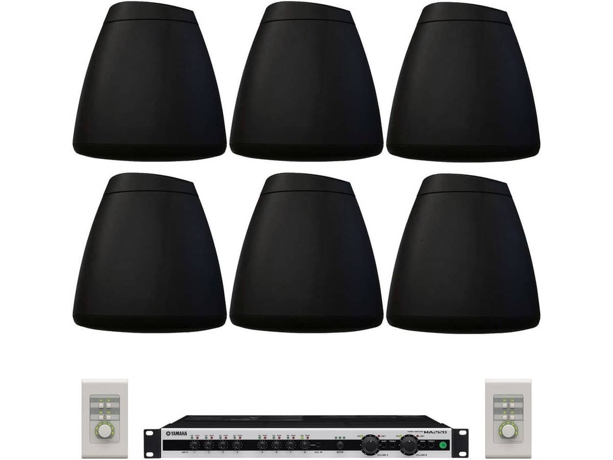 Restaurant Sound System with 6 SoundTube RS62-EZ Pendant Speakers and Yamaha MA2120 Mixer Amplifier