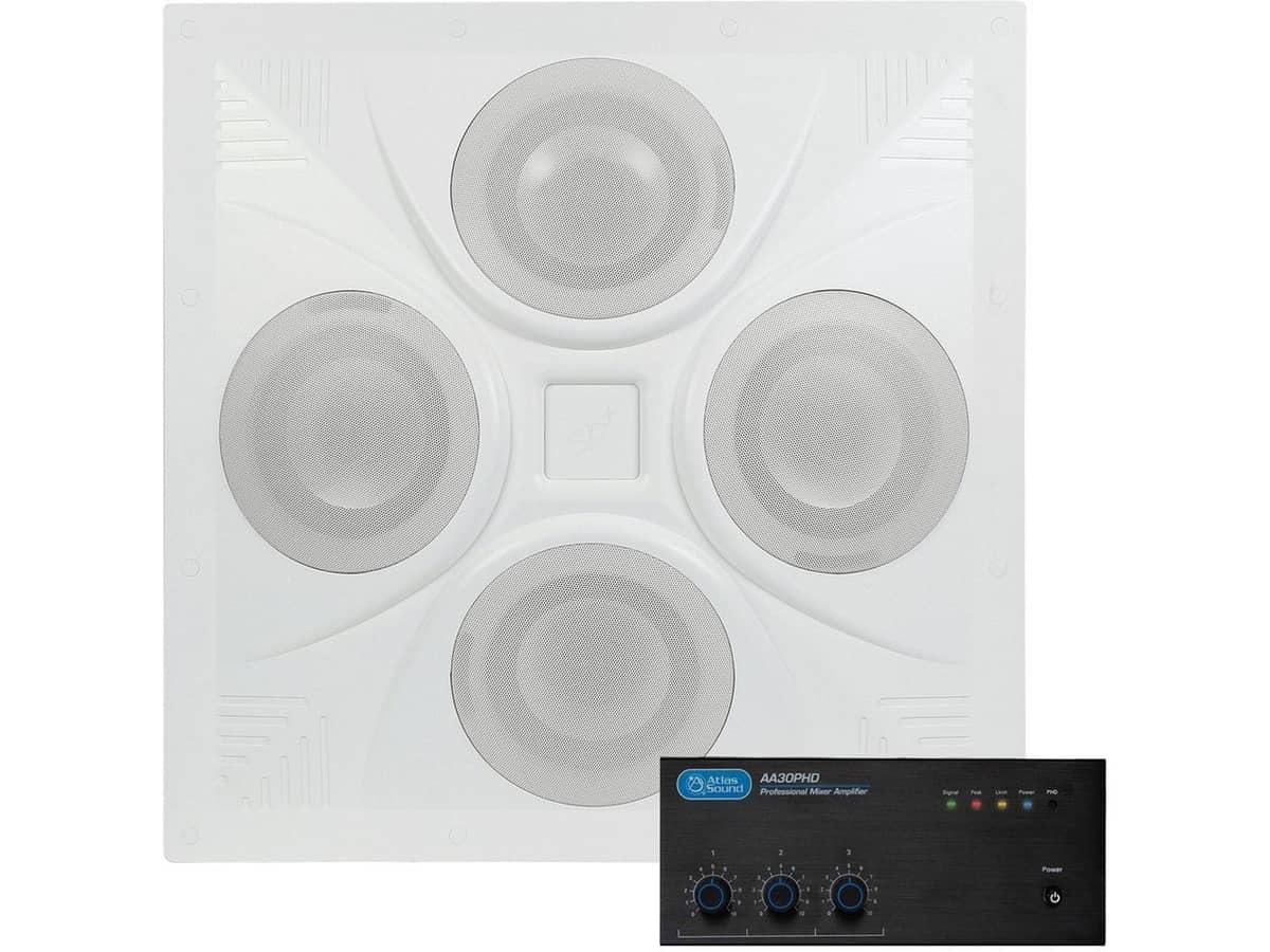 Retail Store Sound System with Ceiling Speaker Atlas Sound AA30PHD Mixer Amplifier