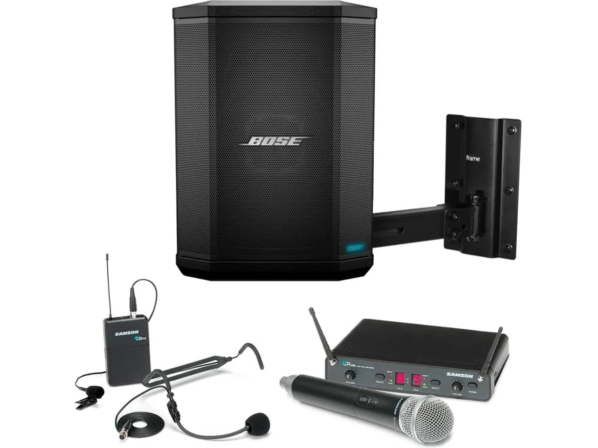 Presentation, Training Room, Education and Classroom Sound System Package with Bose S1 Pro+ and Dual-User Wireless Microphones