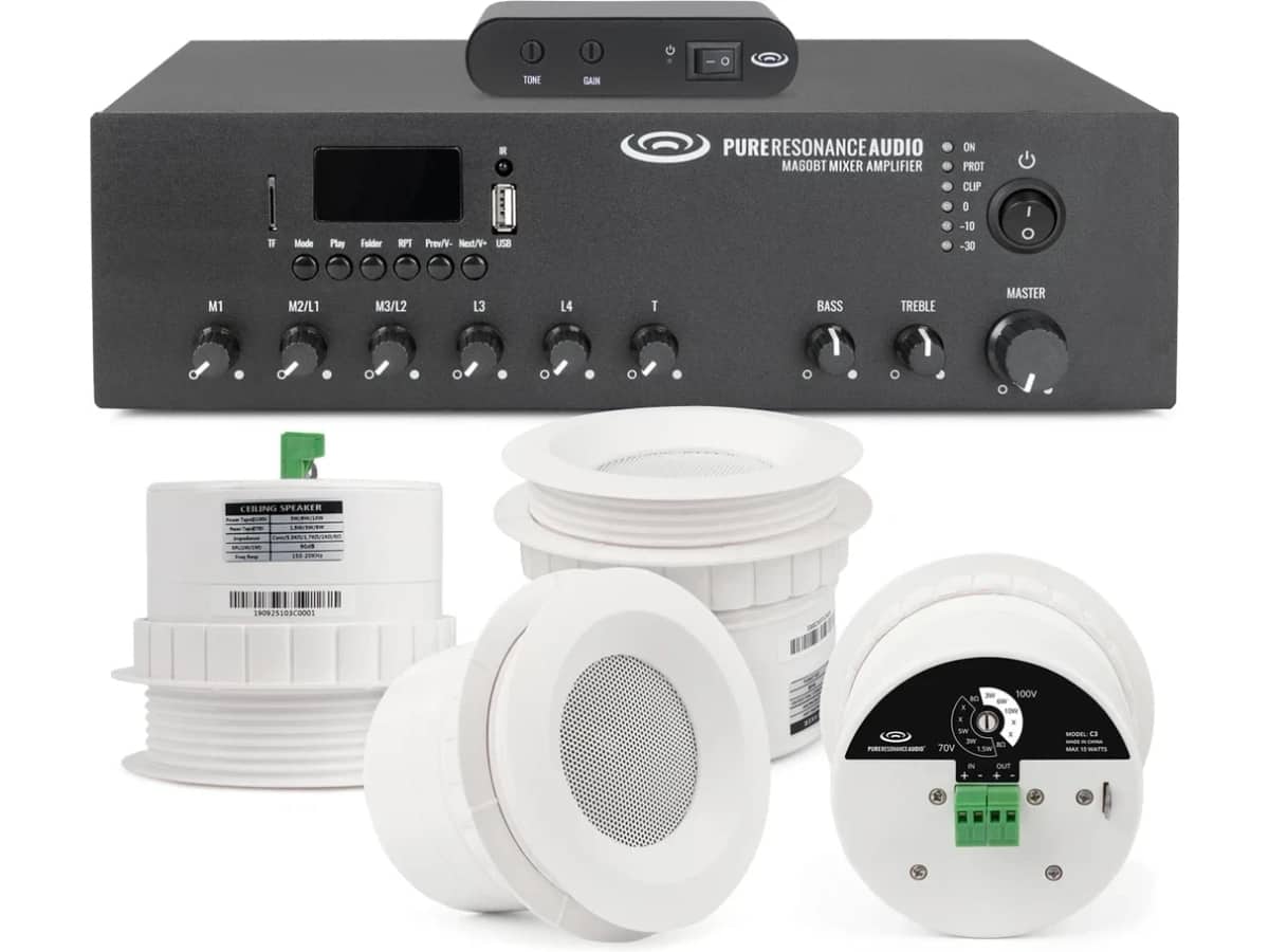 Sound Masking System for High Noise Industrial Environments with 16 Ceiling Speakers and Sound Masking Generator for up to 2500SF