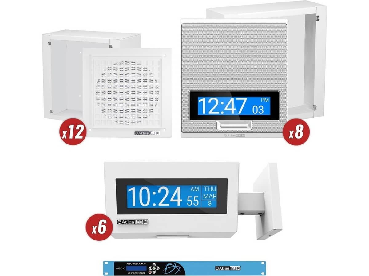 Manufacturing Plant Multicast Notification, Background Music and Paging System with VOIP PoE Speakers and LCD Displays
