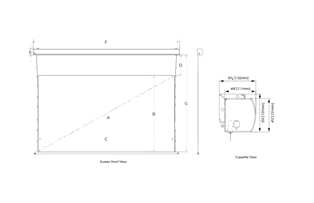Screen Innovations Short Throw Motorized specification drawing